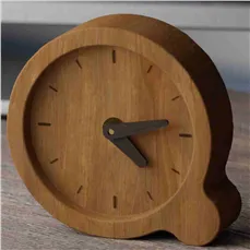 ساعت چوبی رومیزی گرد با پایه برجسته