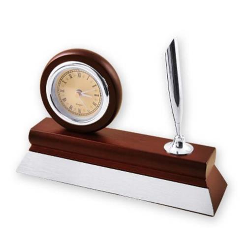 NSW-010 - ساعت چوبی رومیزی به همراه جای قلم