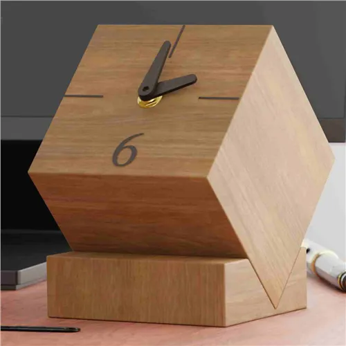 WF-154 - ساعت چوبی رومیزی مکعبی با پایه چوبی