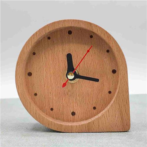 WF-354 - ساعت چوبی رومیزی گرد با پایه یکپارچه